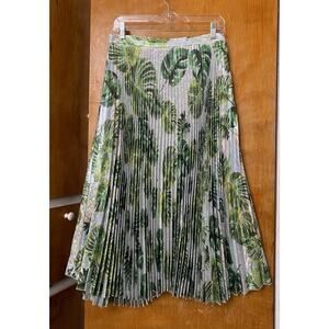 $398 Anthropologie Delfi Collective Shimmer Tropical Midi Pleated Skirt Sz M